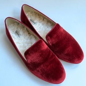 Birdies Starling Red burgundy Velvet flat loafer 7